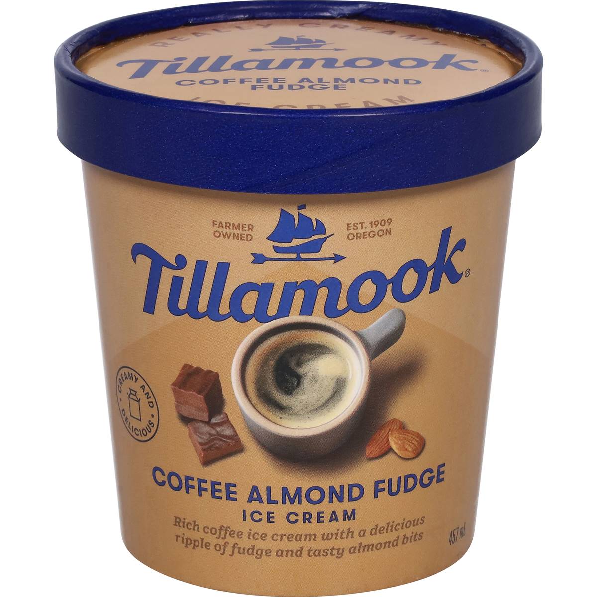 Tillamook Coffee Almond Fudge Ice Cream 457ml Woolworths