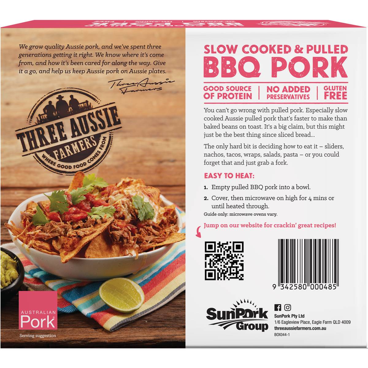 Three Aussie Farmers Slow Cooked Pulled Pork 500g Woolworths