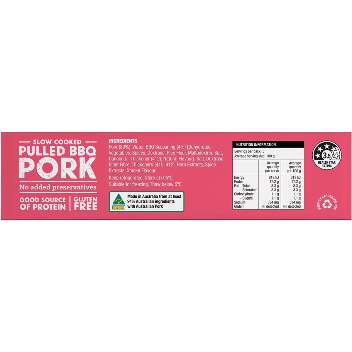 Three Aussie Farmers Slow Cooked Pulled Pork 500g Woolworths