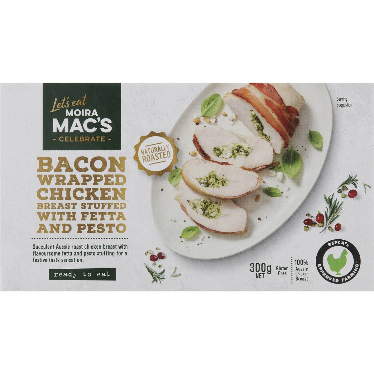 Moira Mac's Bacon Wrapped Chicken Breast With Fetta & Pesto 300g