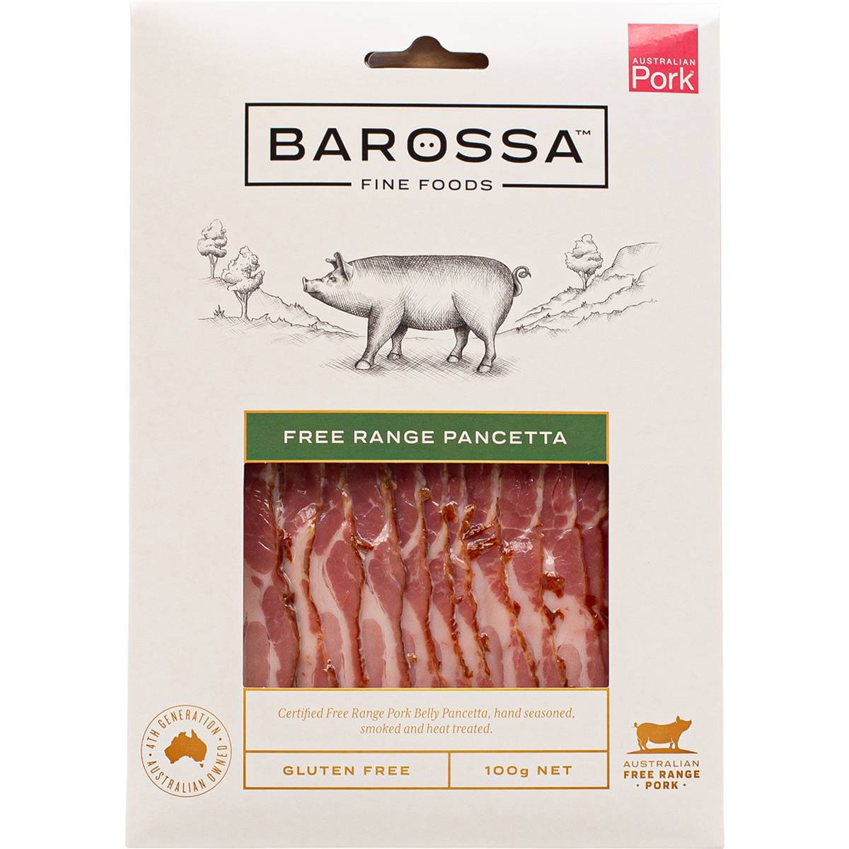 Barossa Fine Foods Free Range Pancetta 100g Woolworths