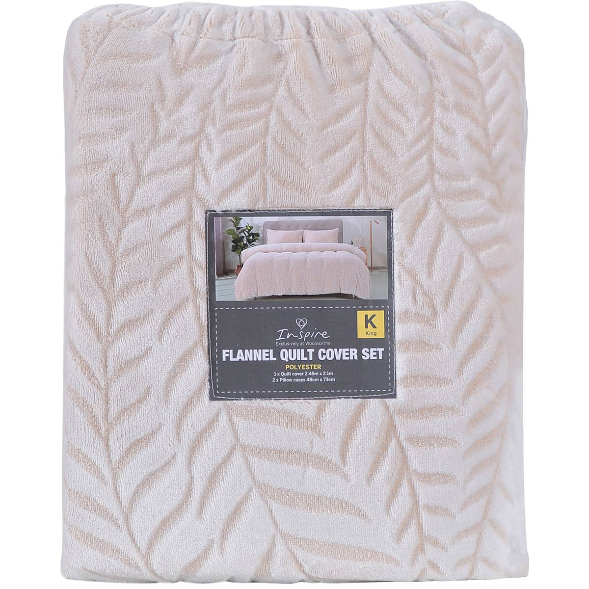 Inspire Flannel Quilt Cover Set Cream King Each Woolworths