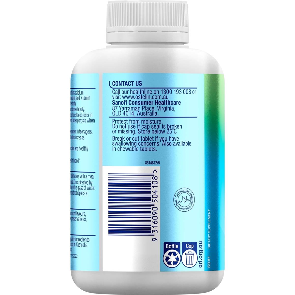 Ostelin Calcium & Vitamin D3 Tablets 275 Pack Woolworths