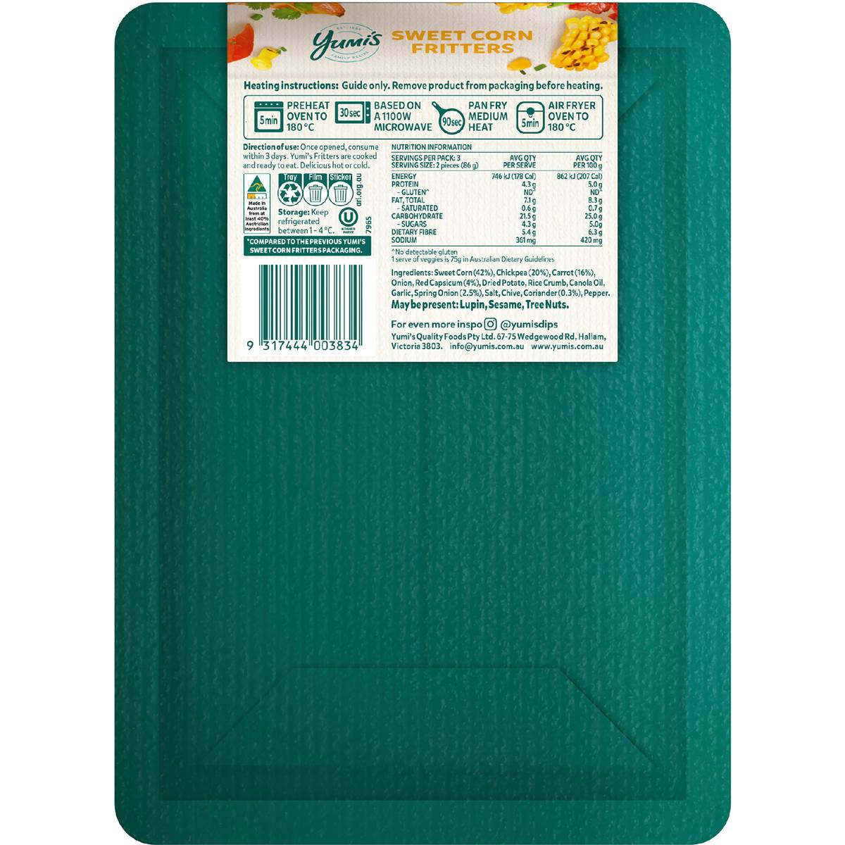 Yumi's Sweet Corn Fritters 6 Pack Woolworths