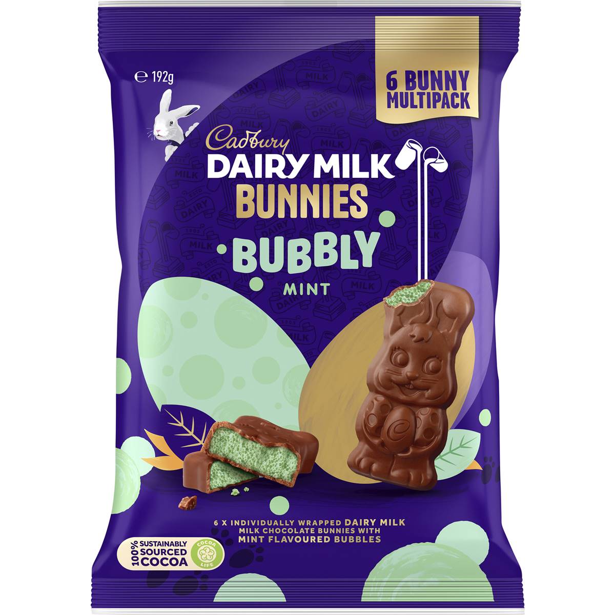 Cadbury Bubbly Mint Chocolate Easter Share Bag 192g Woolworths