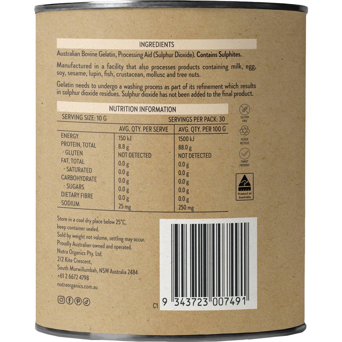 Nutra Organics Australian Gelatin Powder 300g Woolworths