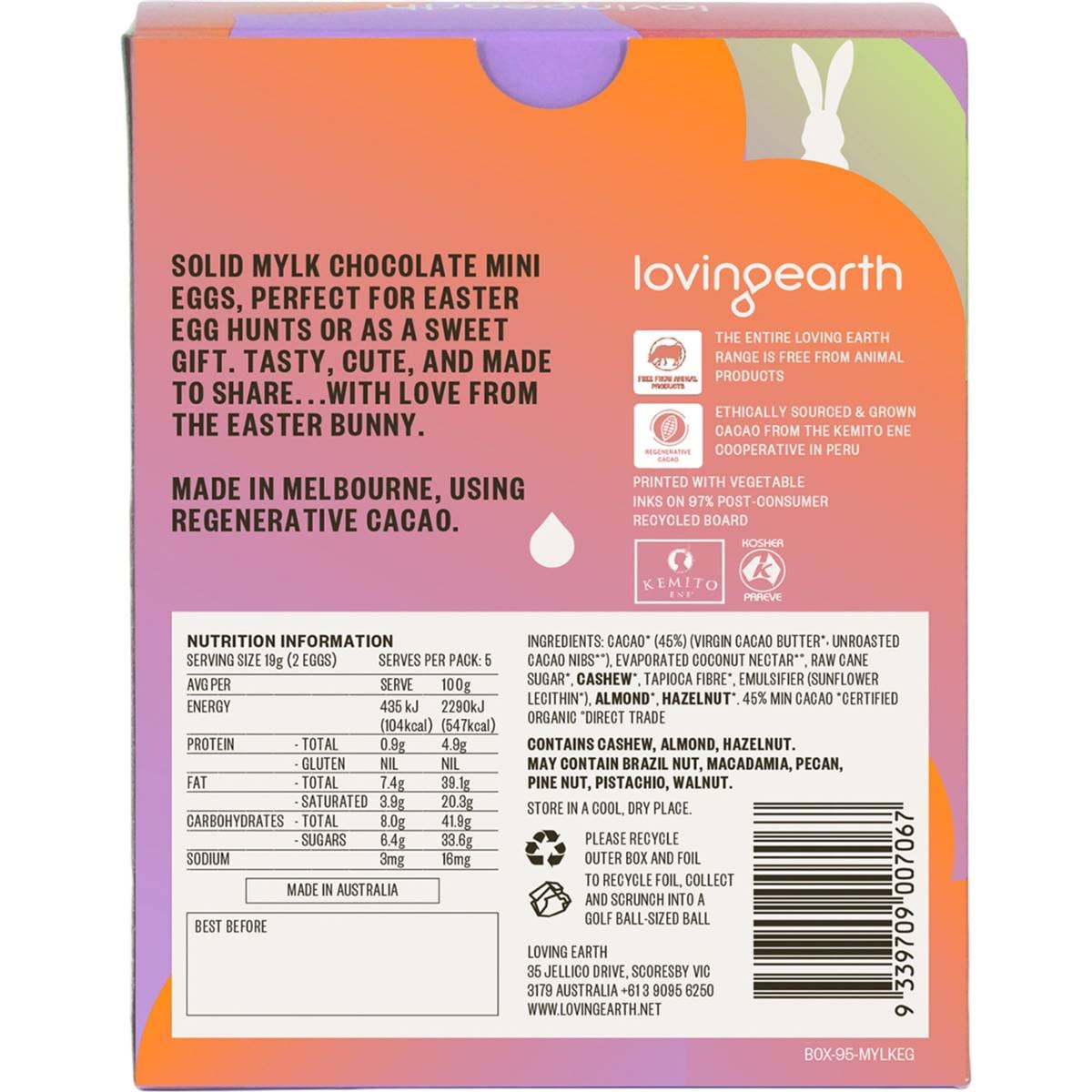 Loving Earth Magic Mini Eggs Solid Mylk Dairy Free Chocolate Eggs 95g