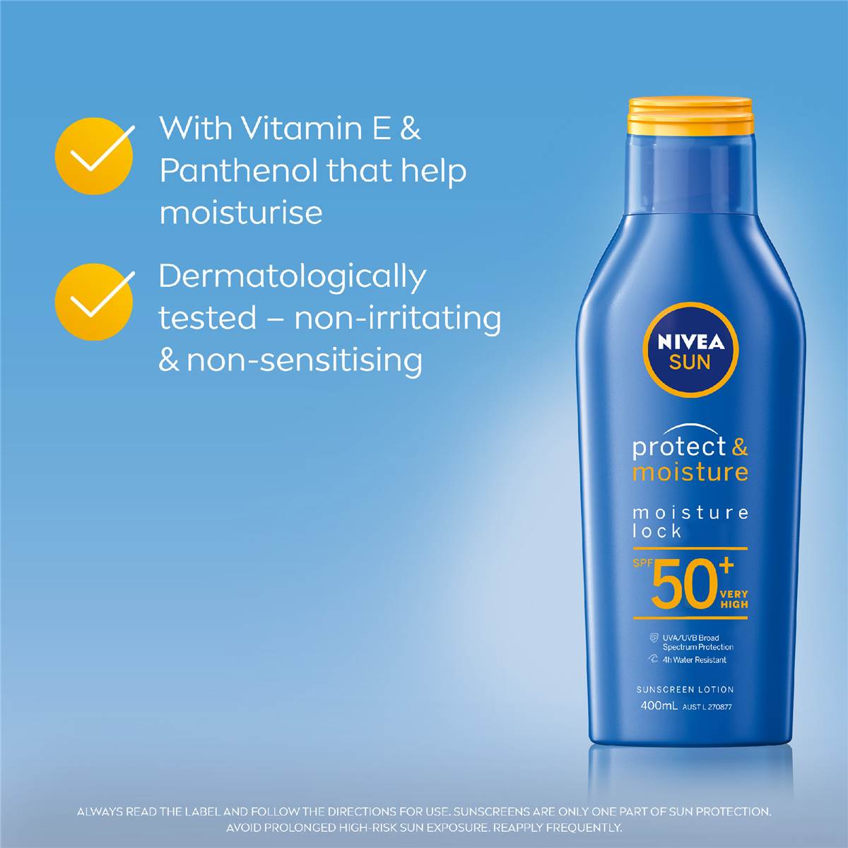 Nivea Sun Protect & Moisture Lock Spf50+ Sunscreen 400ml Woolworths