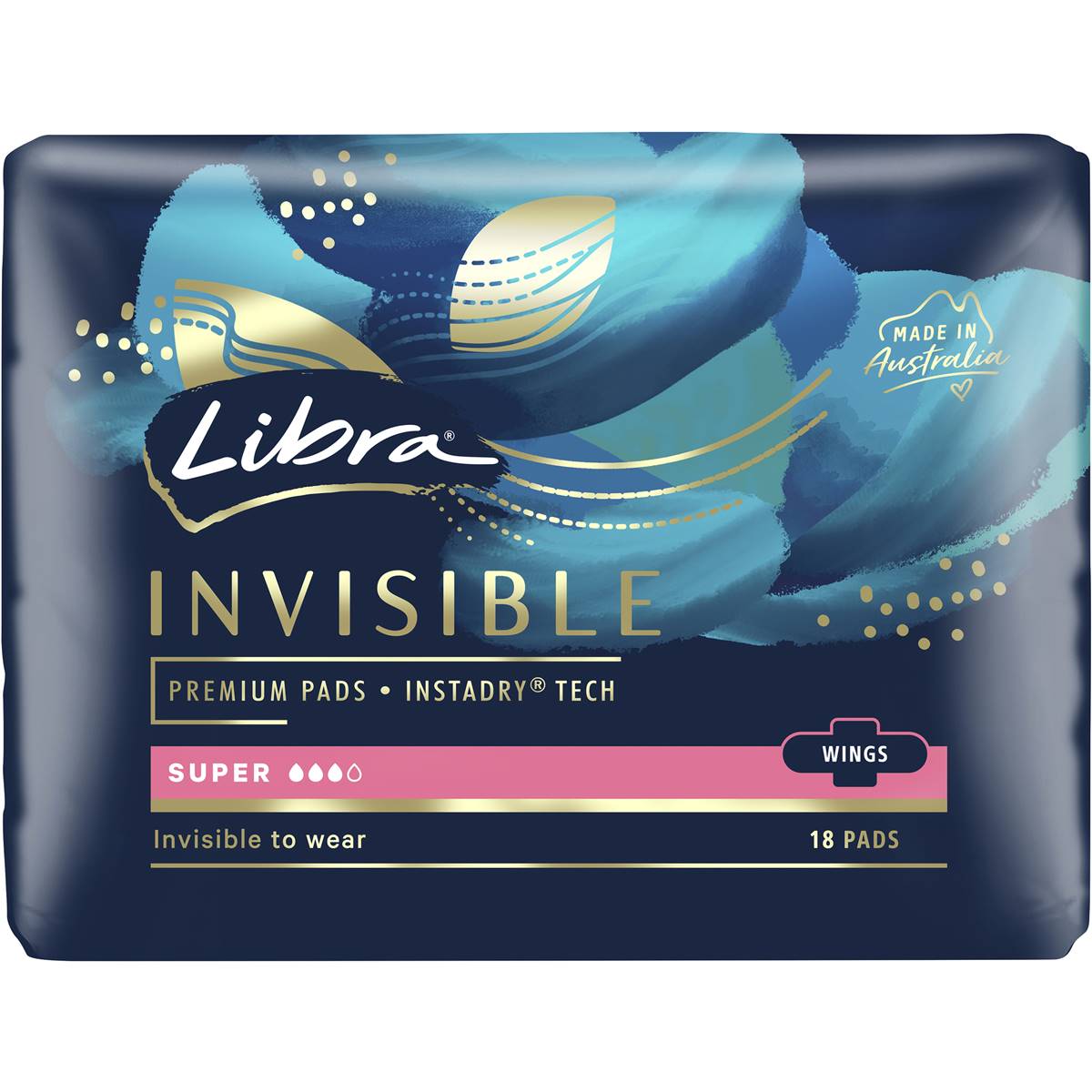 Libra Invisible Pads Super Wing 18 Pack Woolworths