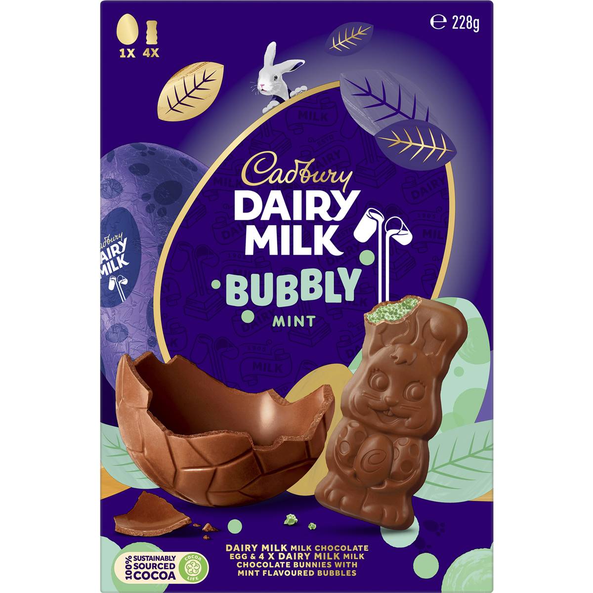 Cadbury Bubbly Mint Chocolate Easter Gift Box 228g Woolworths