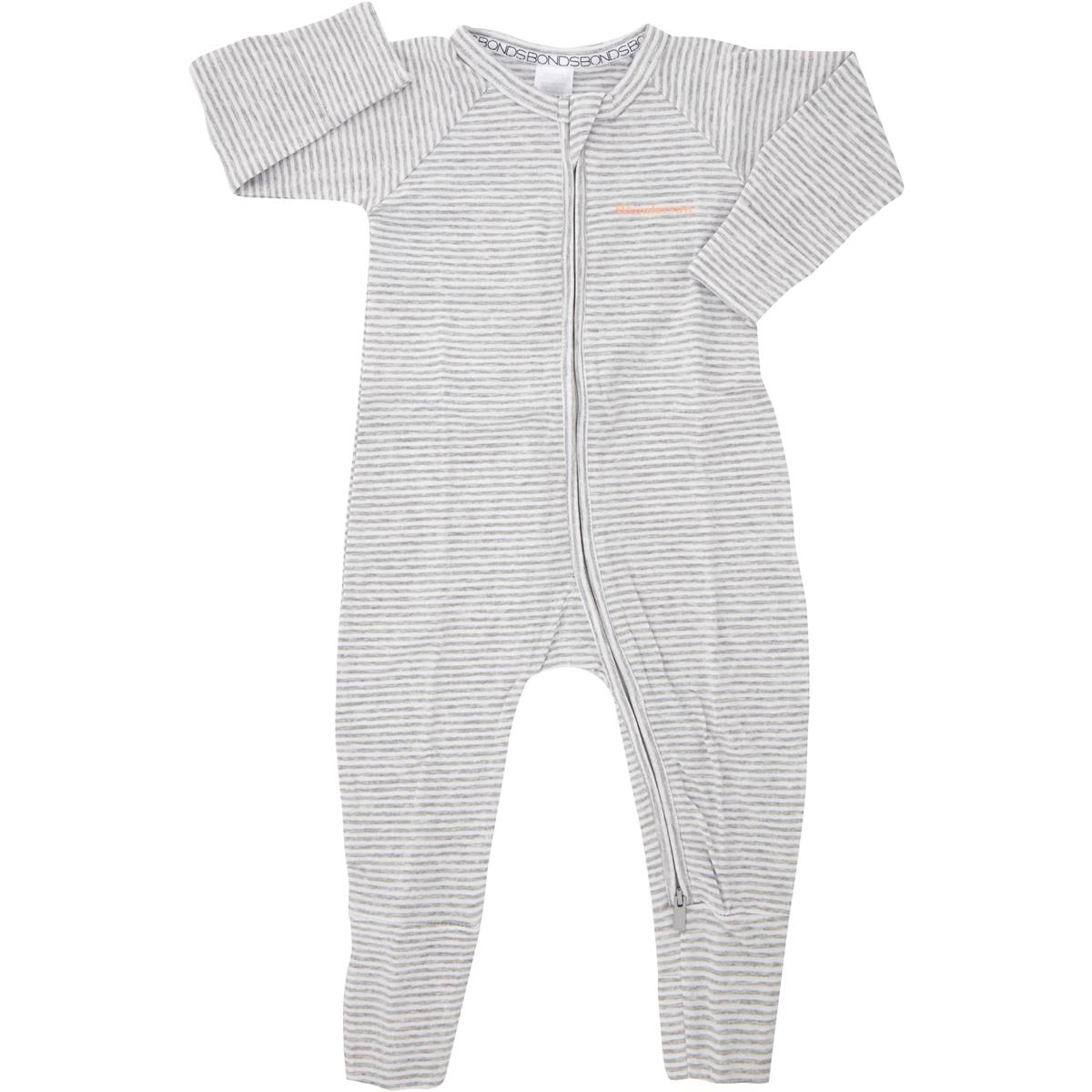 Bonds Baby Zippy Grey Marle Stripe Size 1
