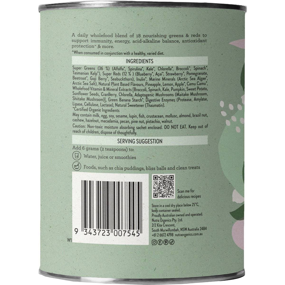 Nutra Organics Daily Greens & Reds Powder 150g Woolworths