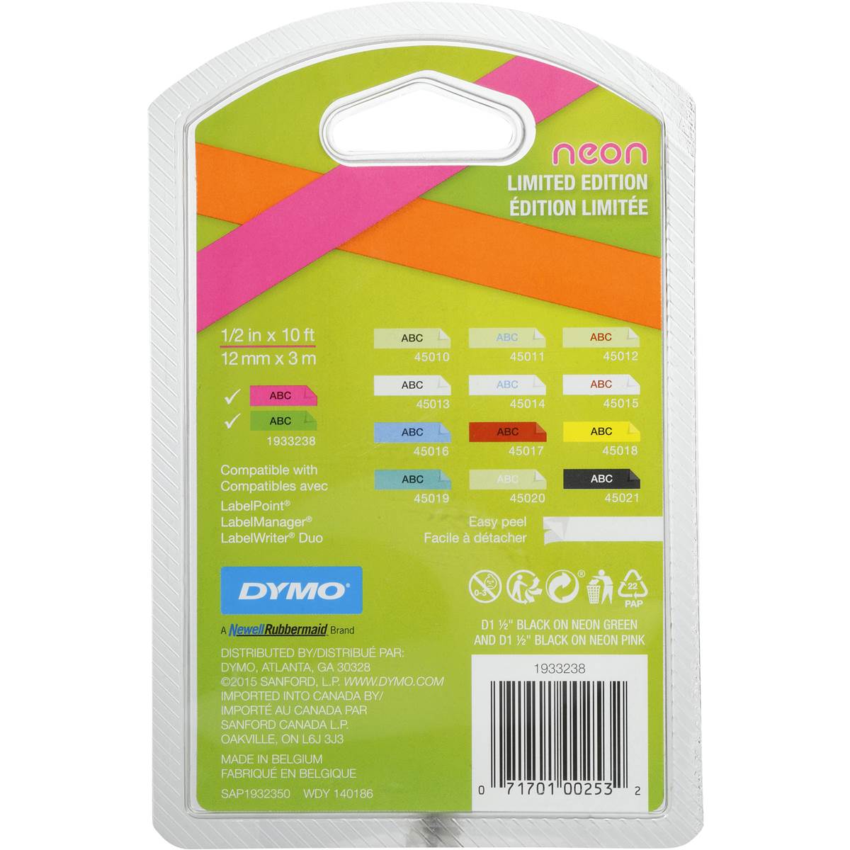 Dymo Label Tape D1 Neon 12mm 2pk Woolworths