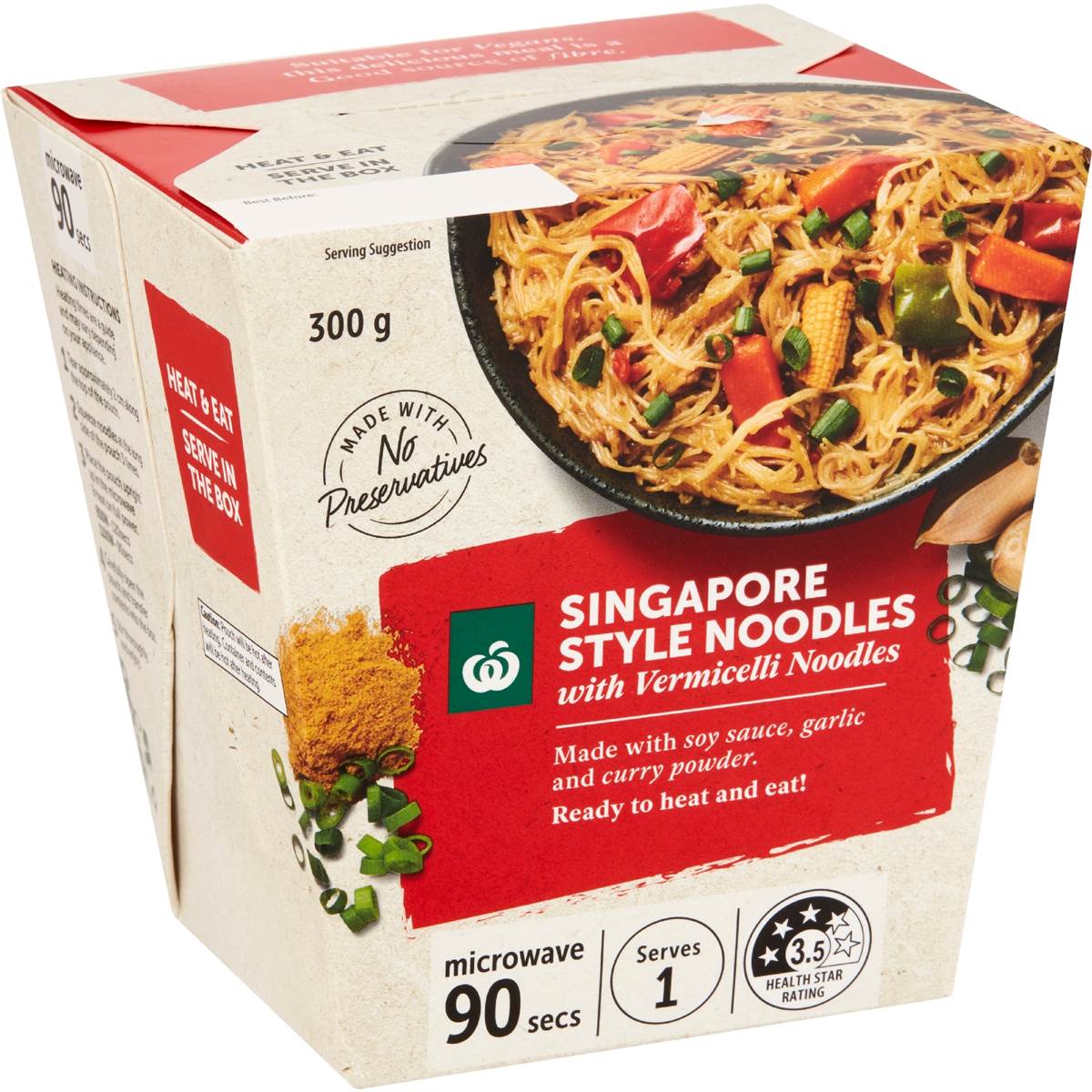 Woolworths Vegetable Singapore Style Noodles Box 300g