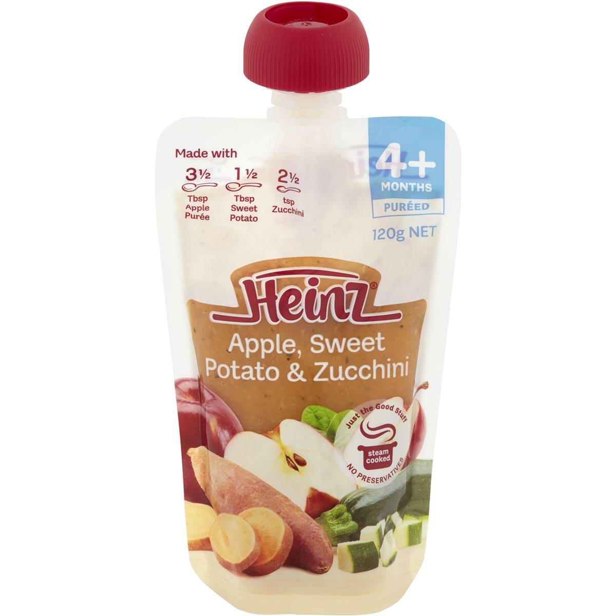 Heinz Apple, Sweet Potato & Zucchini Baby Food Pouch 4+ Months 120g Woolworths