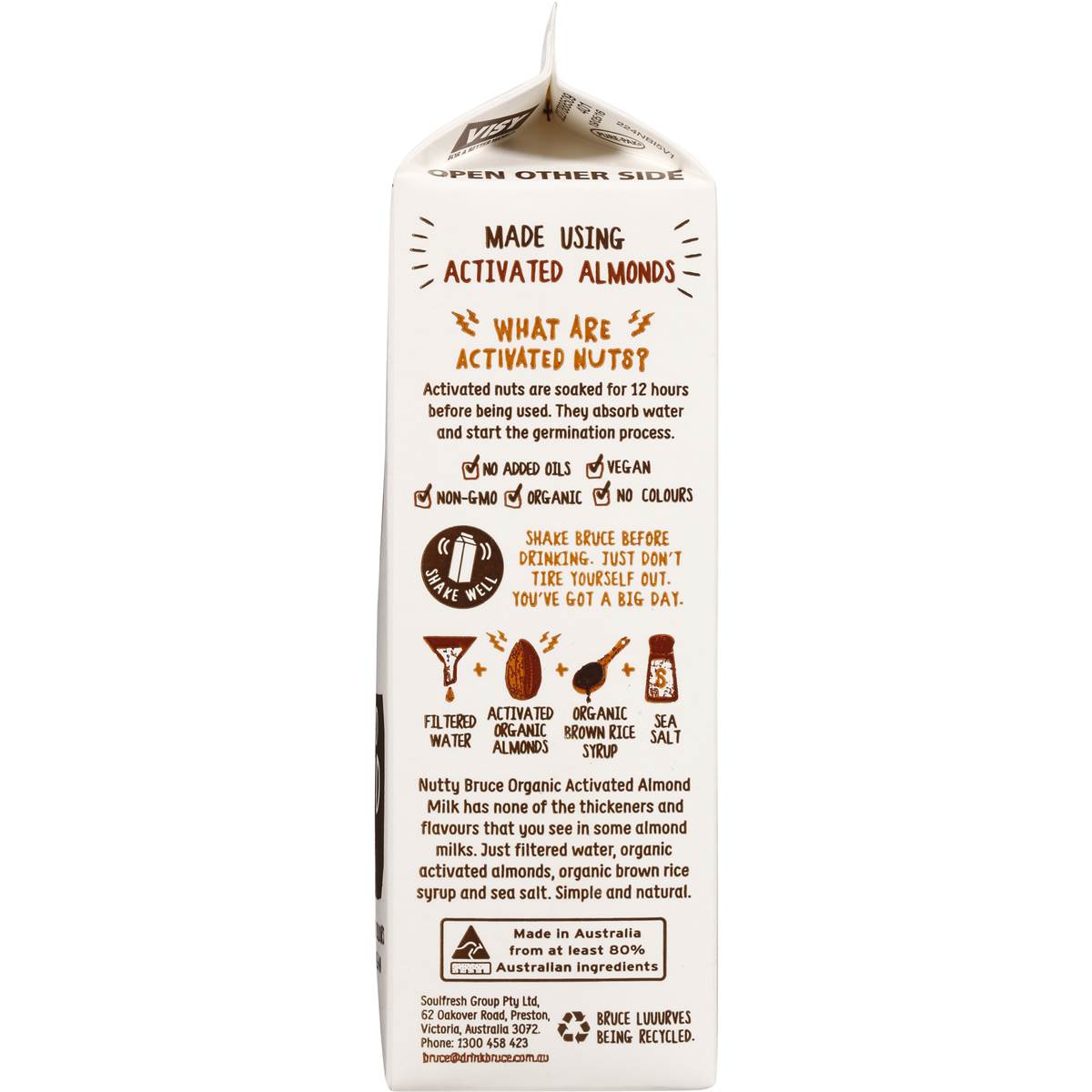 Nutty Bruce Organic Almond Milk 1l Woolworths