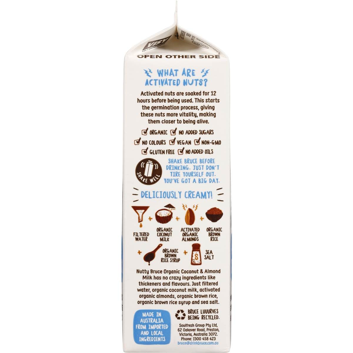 Nutty Bruce Organic Milk Almond & Coconut 1l Woolworths