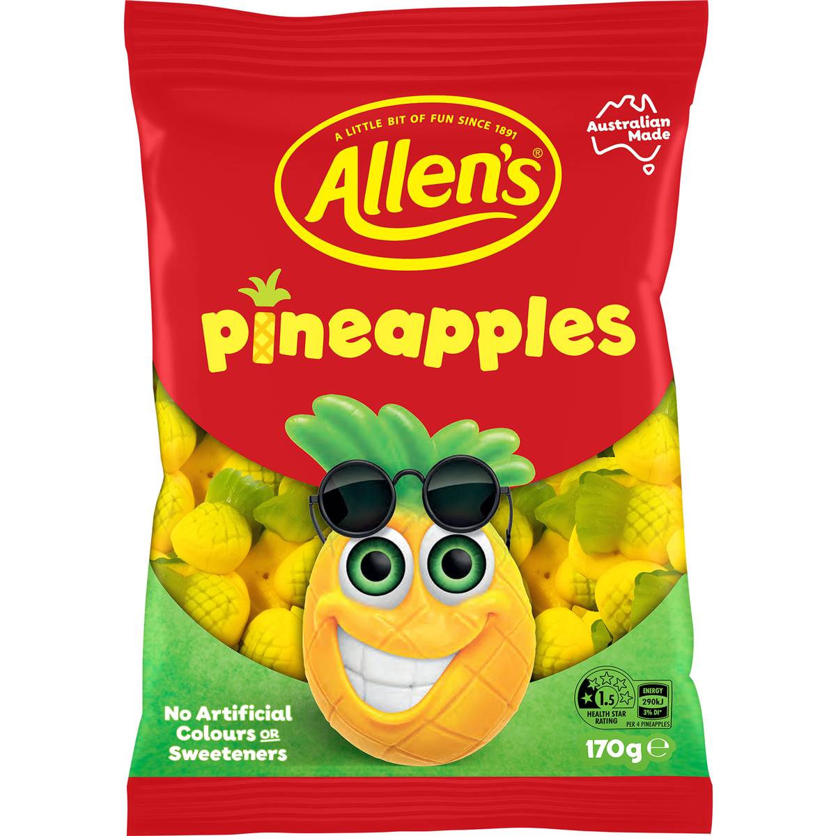 Allen's Pineapples Jelly Lollies Bag 170g Woolworths