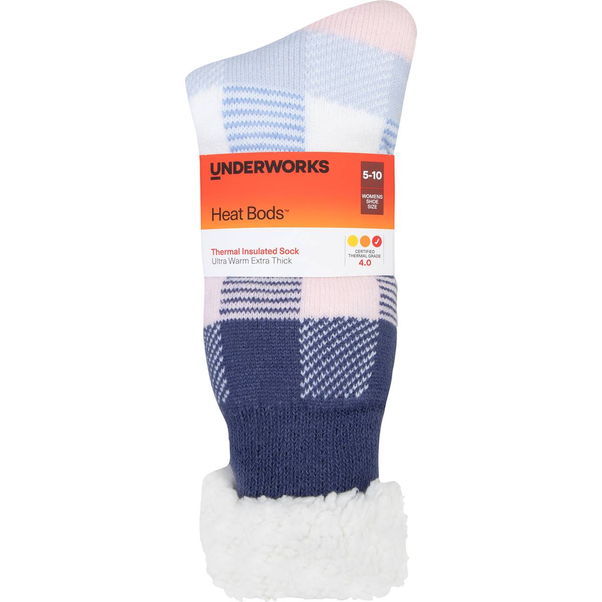 Underworks Womens Heat Bod Socks Thermal Check Each | Woolworths