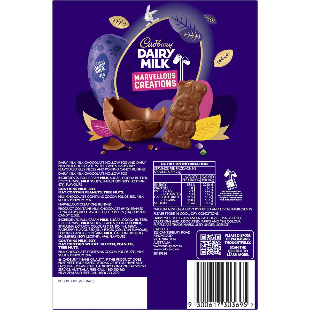 Cadbury Dairy Milk Chocolate Hollow Egg Marvelous Creations Box 232g