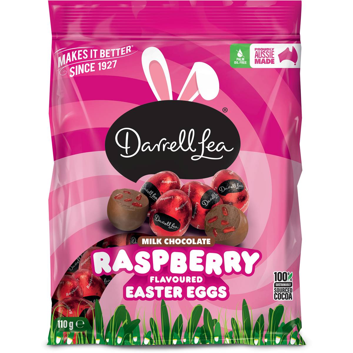 Darrell Lea Milk Chocolate Raspberry Flavoured Easter Eggs 110g ...