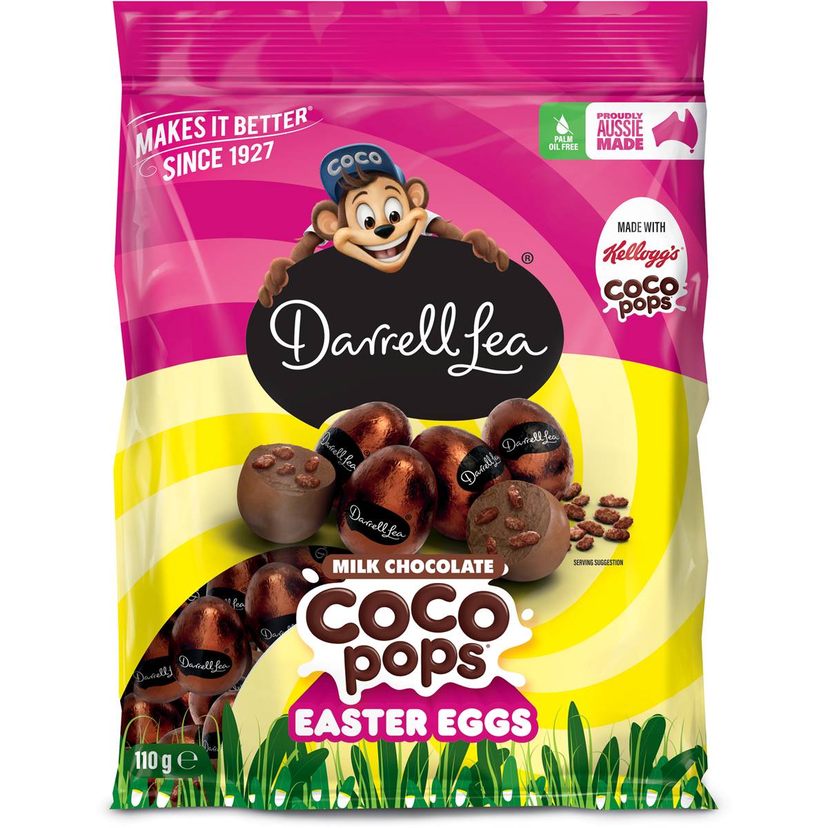 Darrell Lea Milk Chocolate Coco Pops Easter Eggs 110g | Woolworths