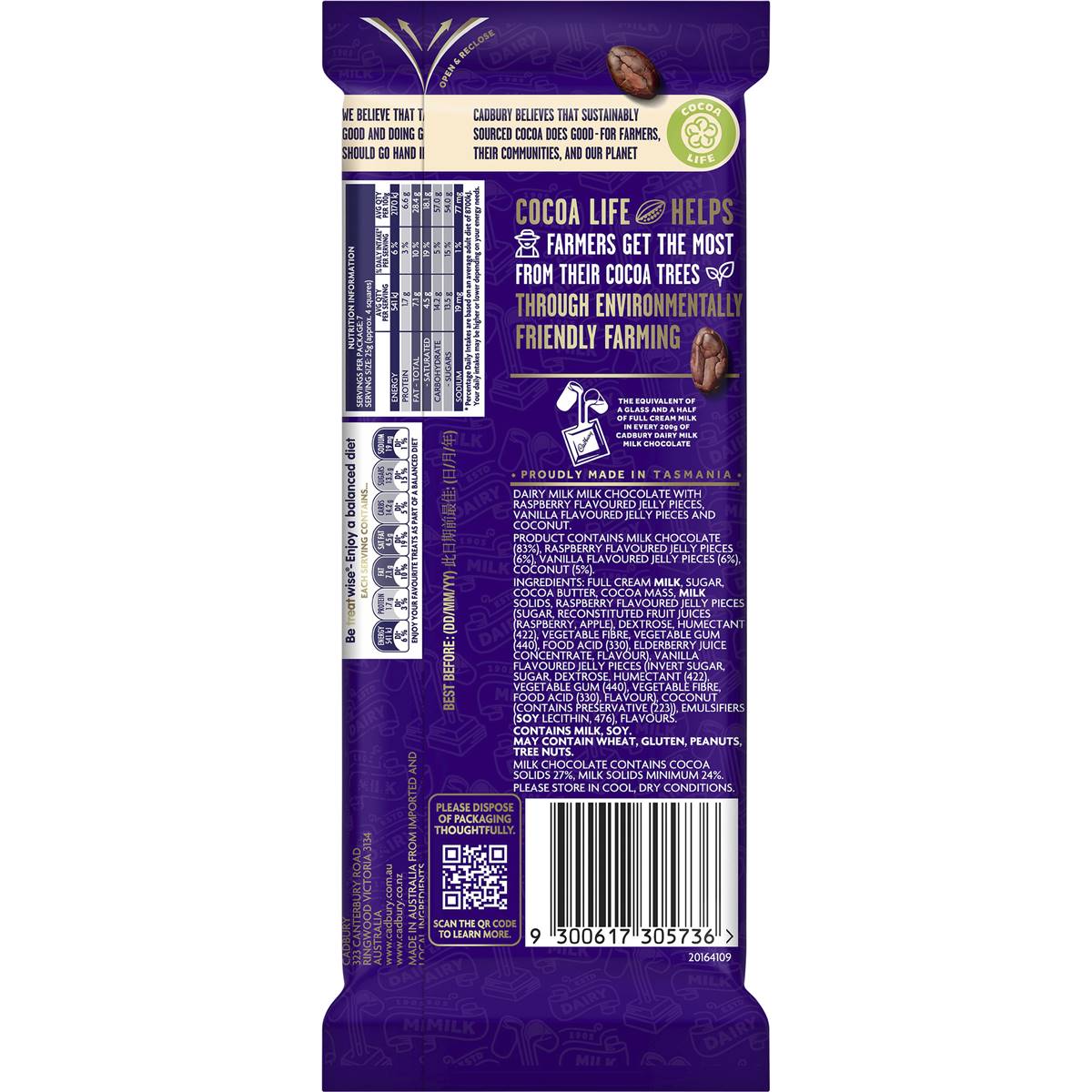 Cadbury Dairy Milk Slices Lamington Chocolate Block 175g | Woolworths