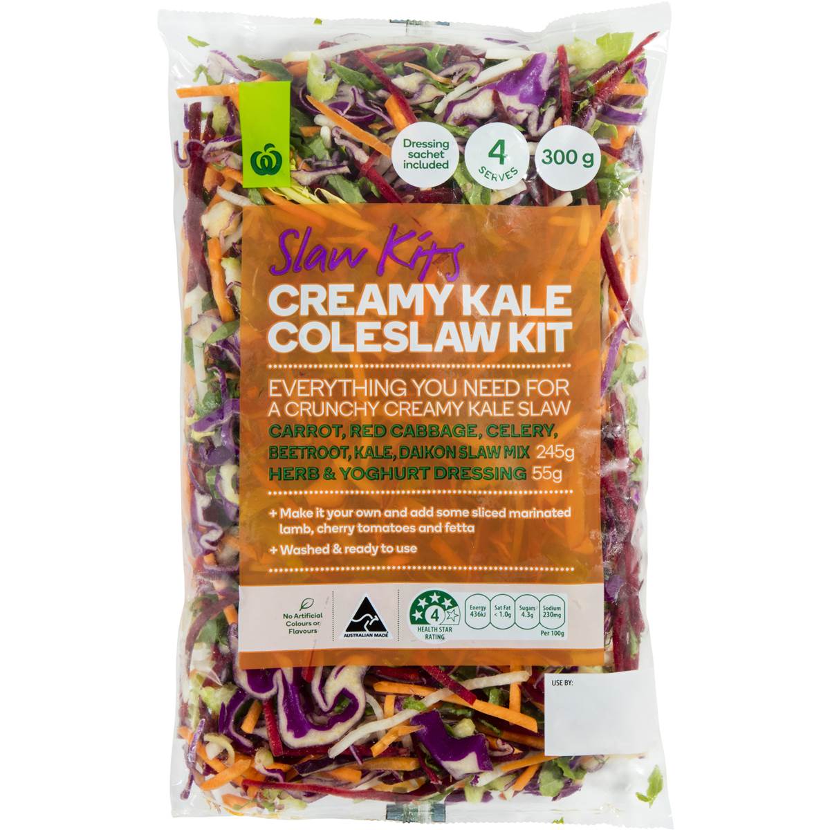 Woolworths Creamy Kale Coleslaw Kit 300g bag Woolworths