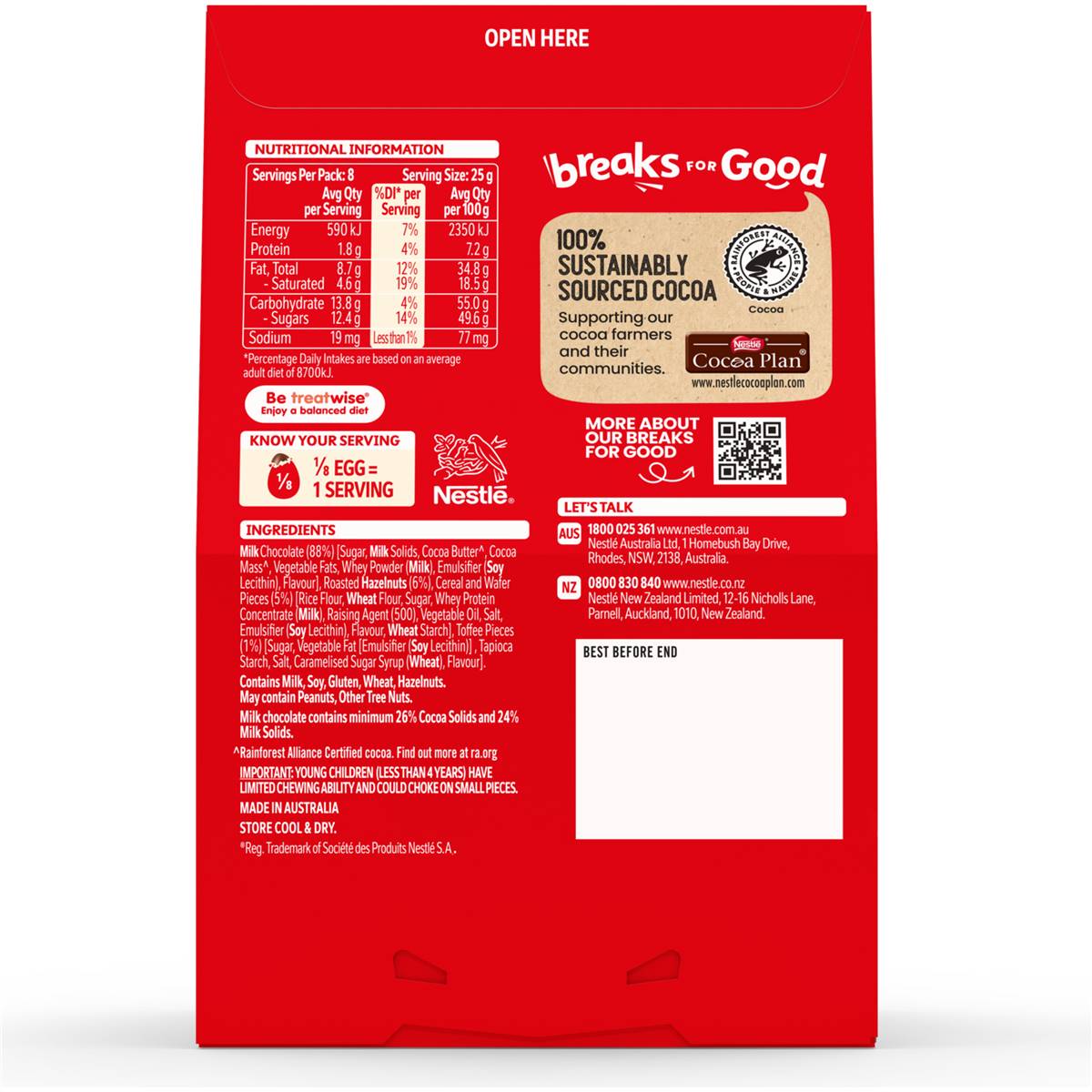 Kitkat Incredible Egg Hazelnut Toffee Crisp 200g Woolworths