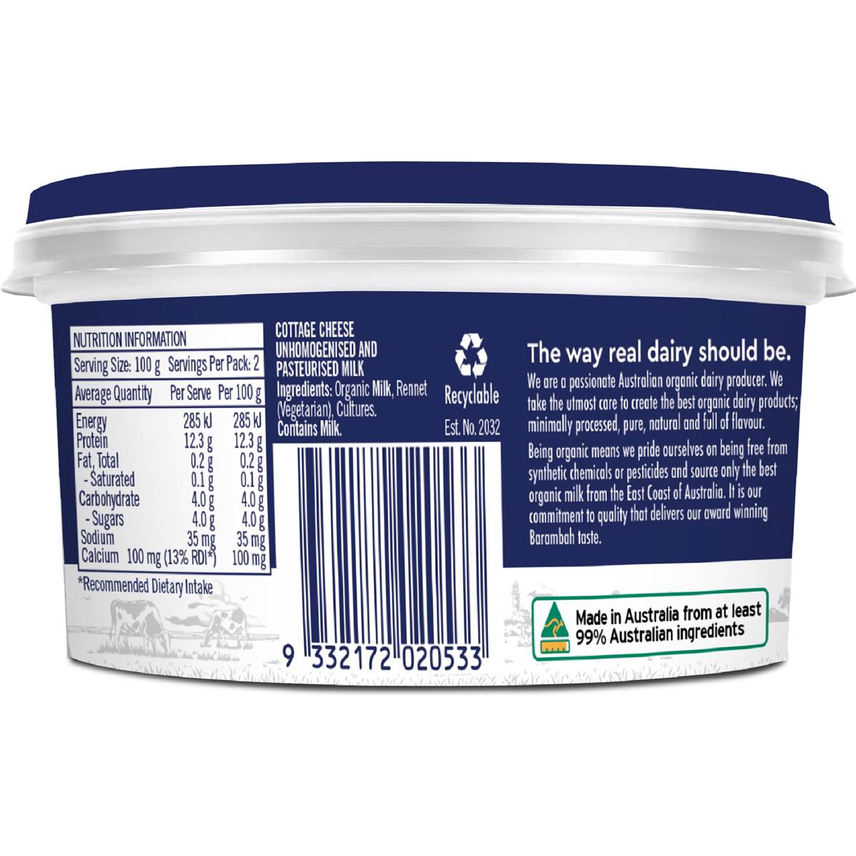Barambah Organics Cottage Cheese 200g Woolworths