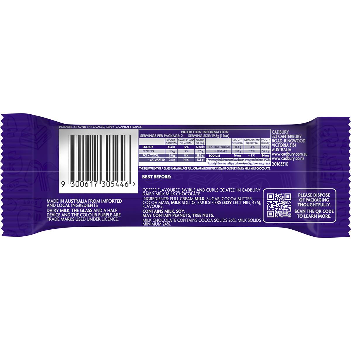 Cadbury Twirl Iced Latte Flavour Chocolate Bar 39g | Woolworths