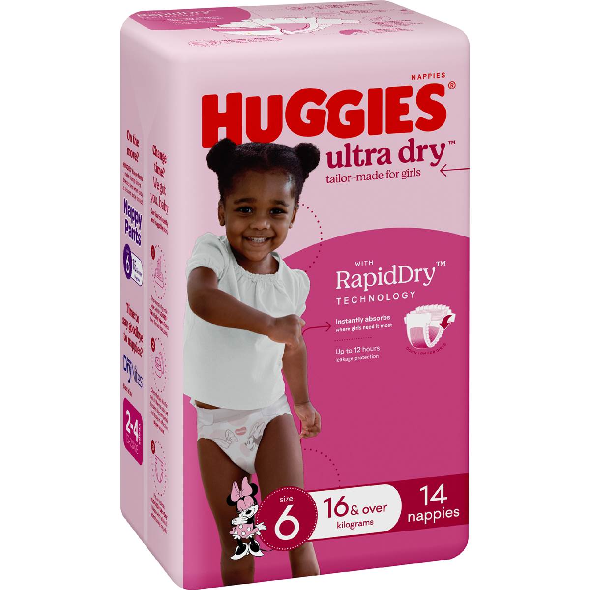 Huggies Nappies Ultra Dry Junior Girls 14pk Woolworths