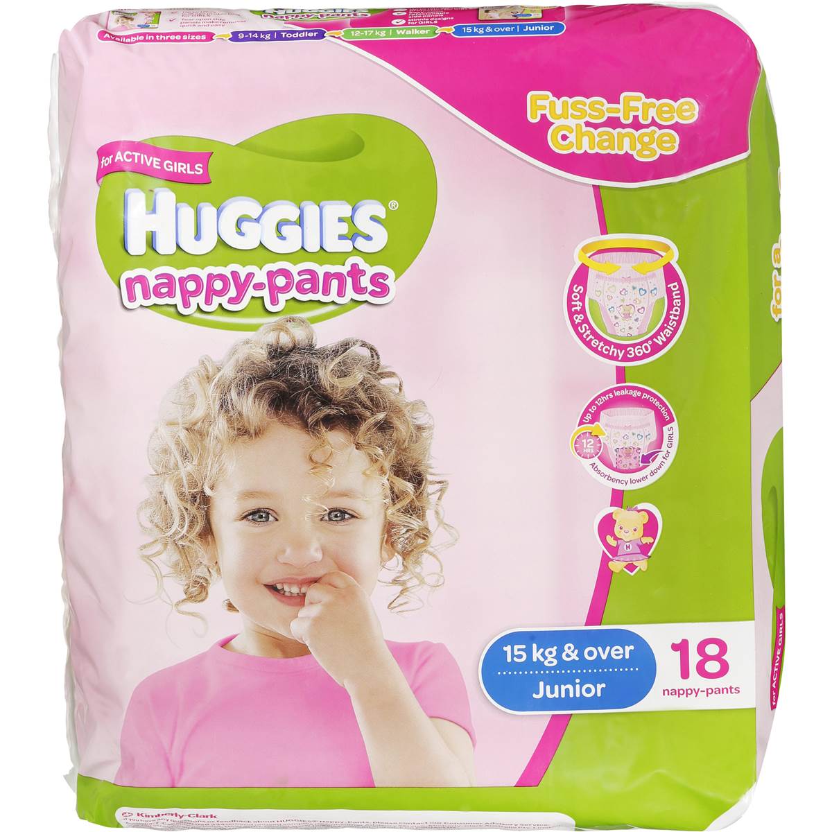 Huggies Nappy Pants Junior Girl 18pk Convenience Woolworths