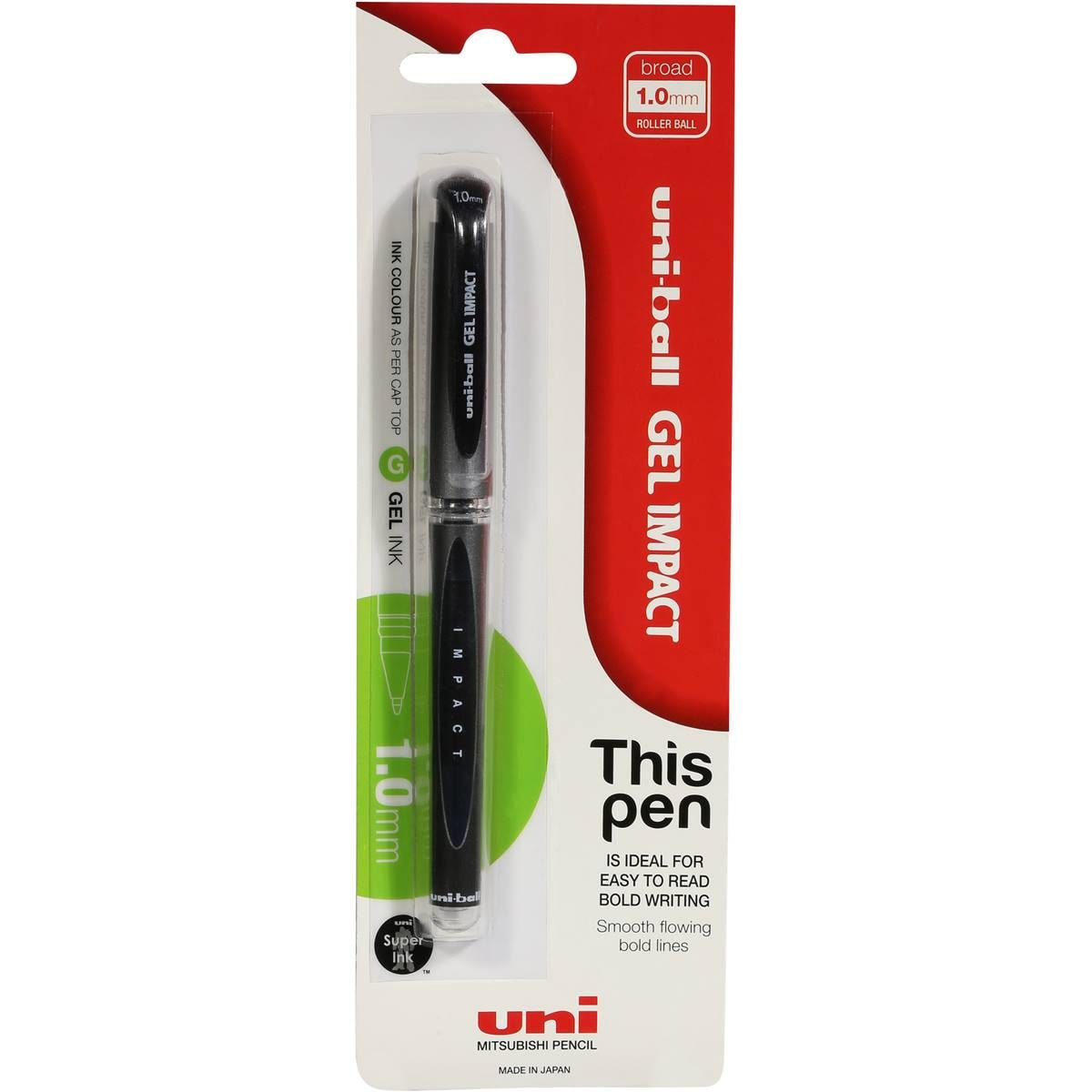 Uniball Gel Roller Pen Black 1.0mm Each Woolworths