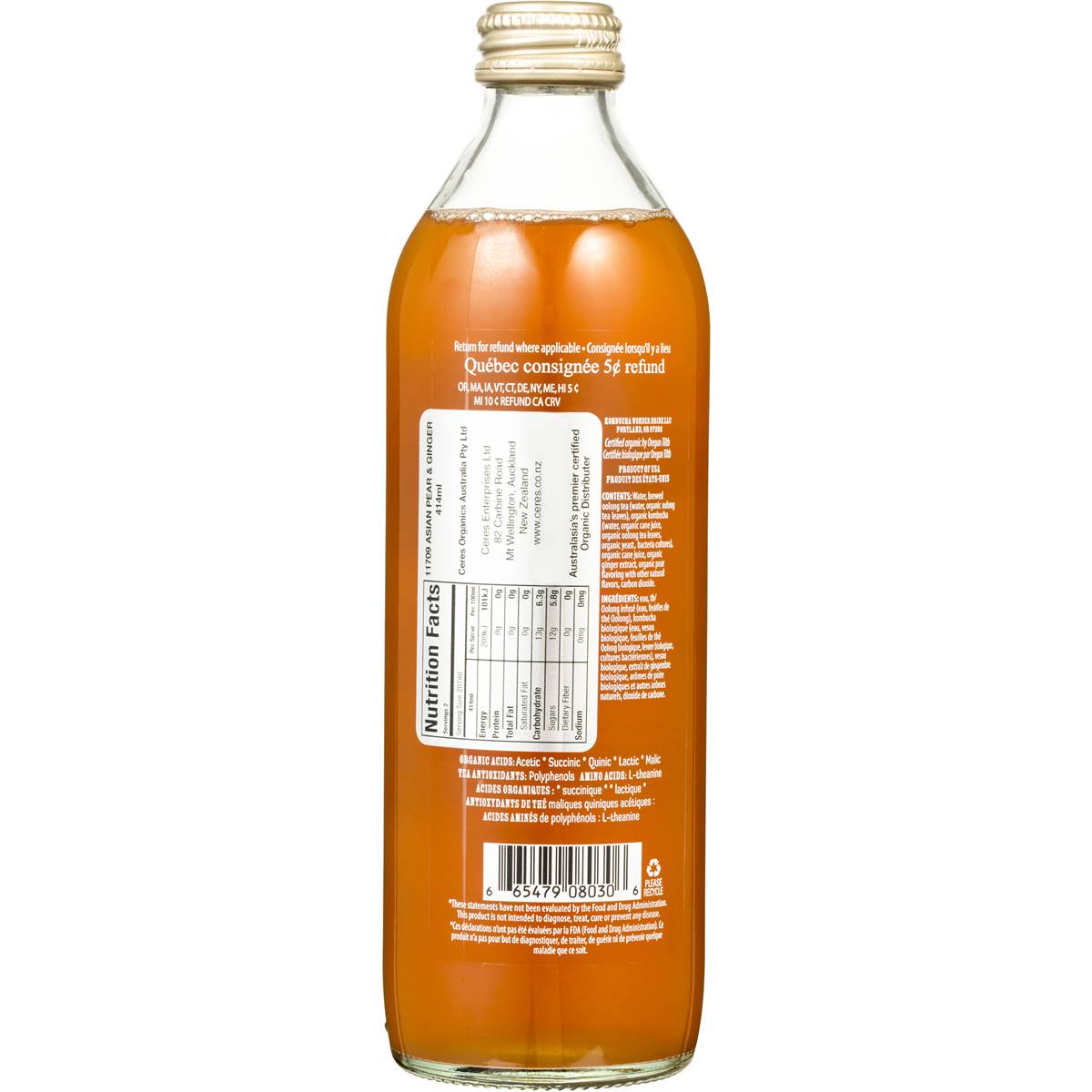 Kombucha Wonder Drink Pear & Ginger 414ml Woolworths