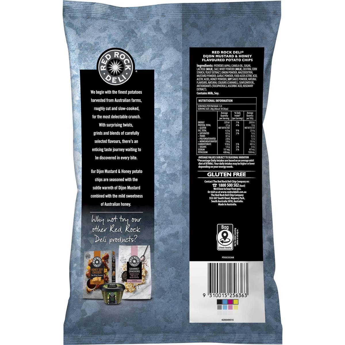 Red Rock Deli Potato Chips Dijon Mustard & Honey 165g Woolworths