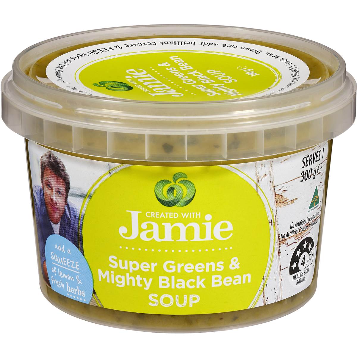 Woolworths Created With Jamie Soup Super Greens & Black Bean 300g