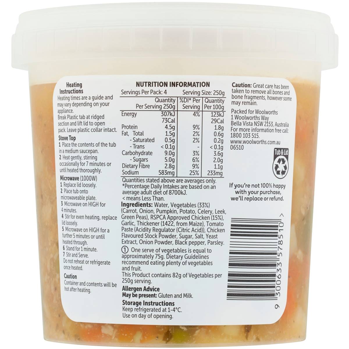 Woolworths Chicken & Vegetable Soup 1kg Woolworths