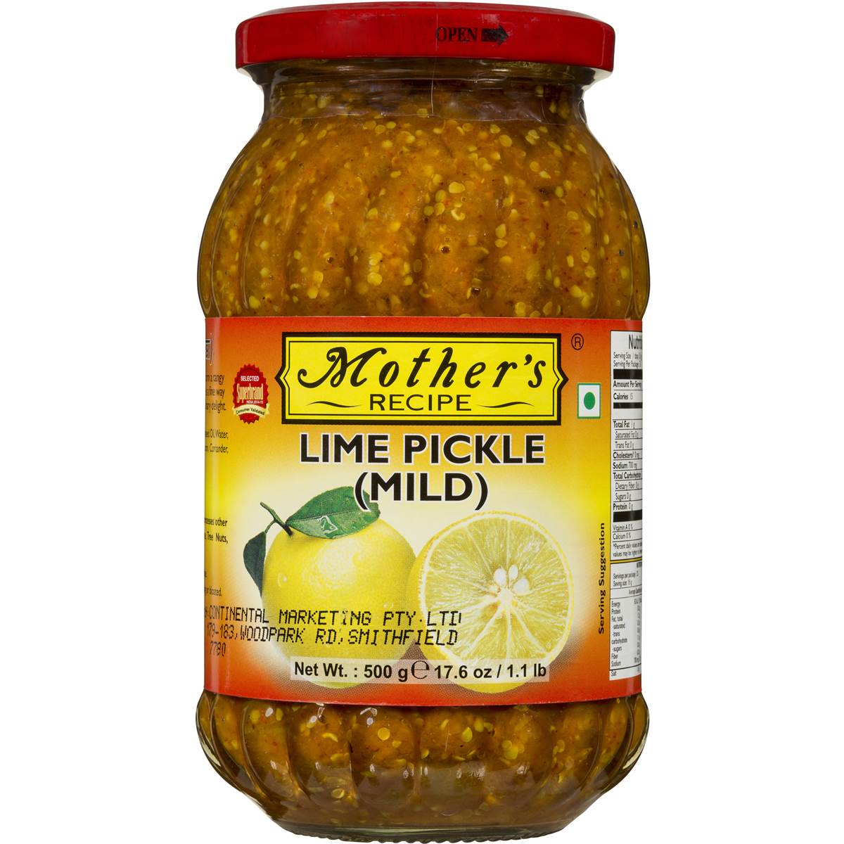 Mother's Recipe Mild Lime Pickle 500g Woolworths