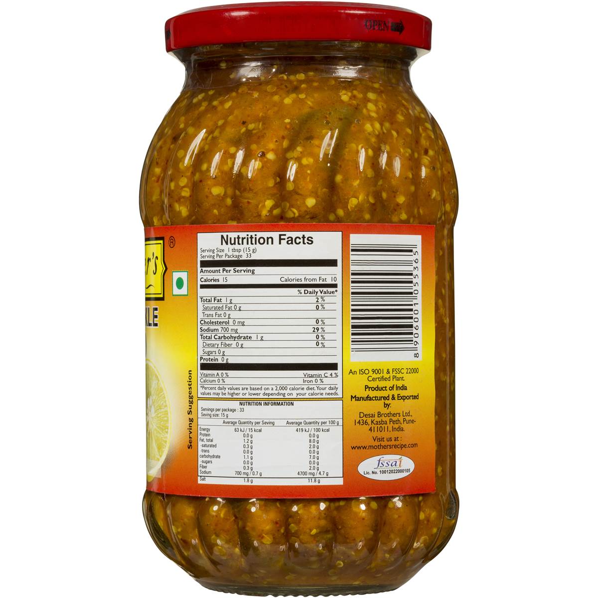 Mother's Recipe Mild Lime Pickle 500g Woolworths