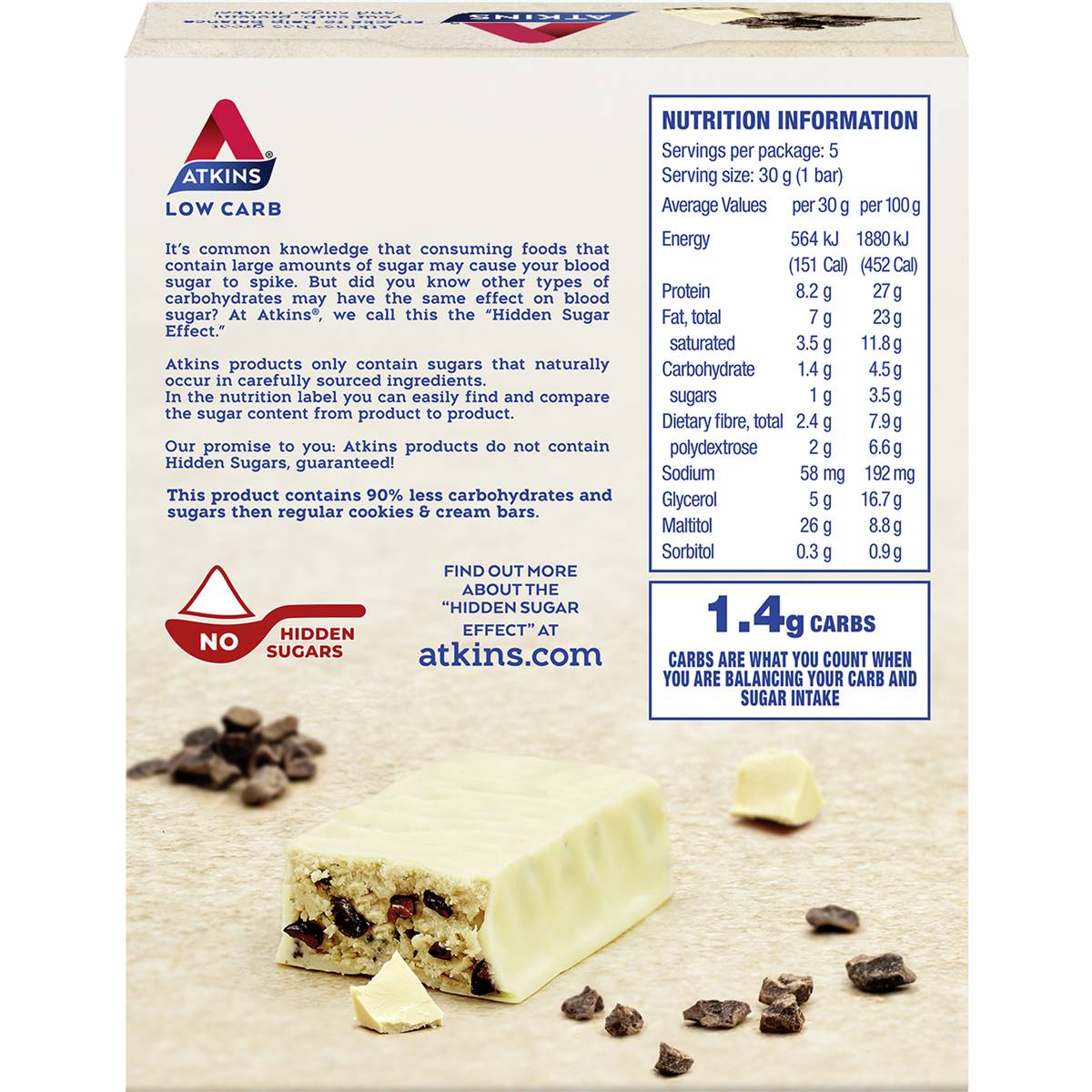 Atkins Low Carb High Protein Cookies & Cream Bars 5 Pack Woolworths
