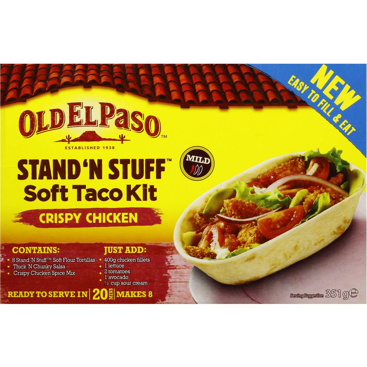 Old El Paso Stand 'n Stuff Crispy Chicken Soft Taco Kit 351g Woolworths