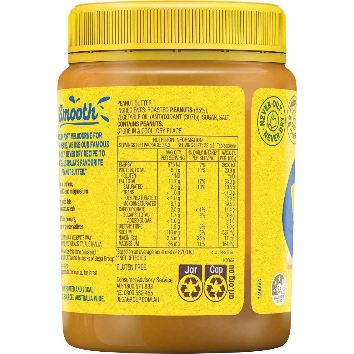 Bega Smooth Peanut Butter 755g Woolworths