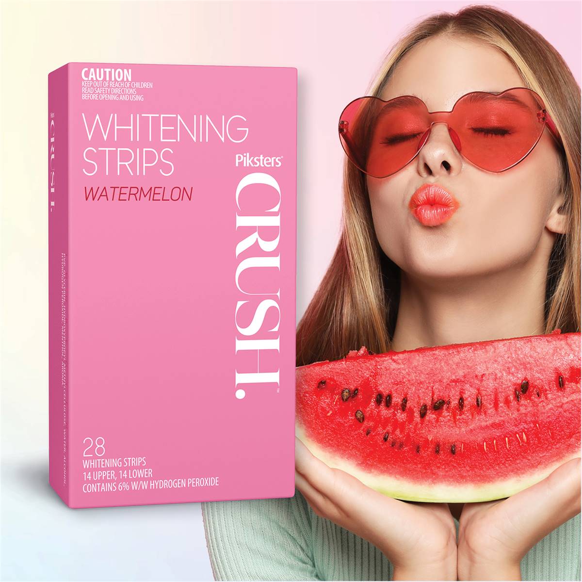Piksters Crush Whitening Strips Watermelon 28 Pack Woolworths