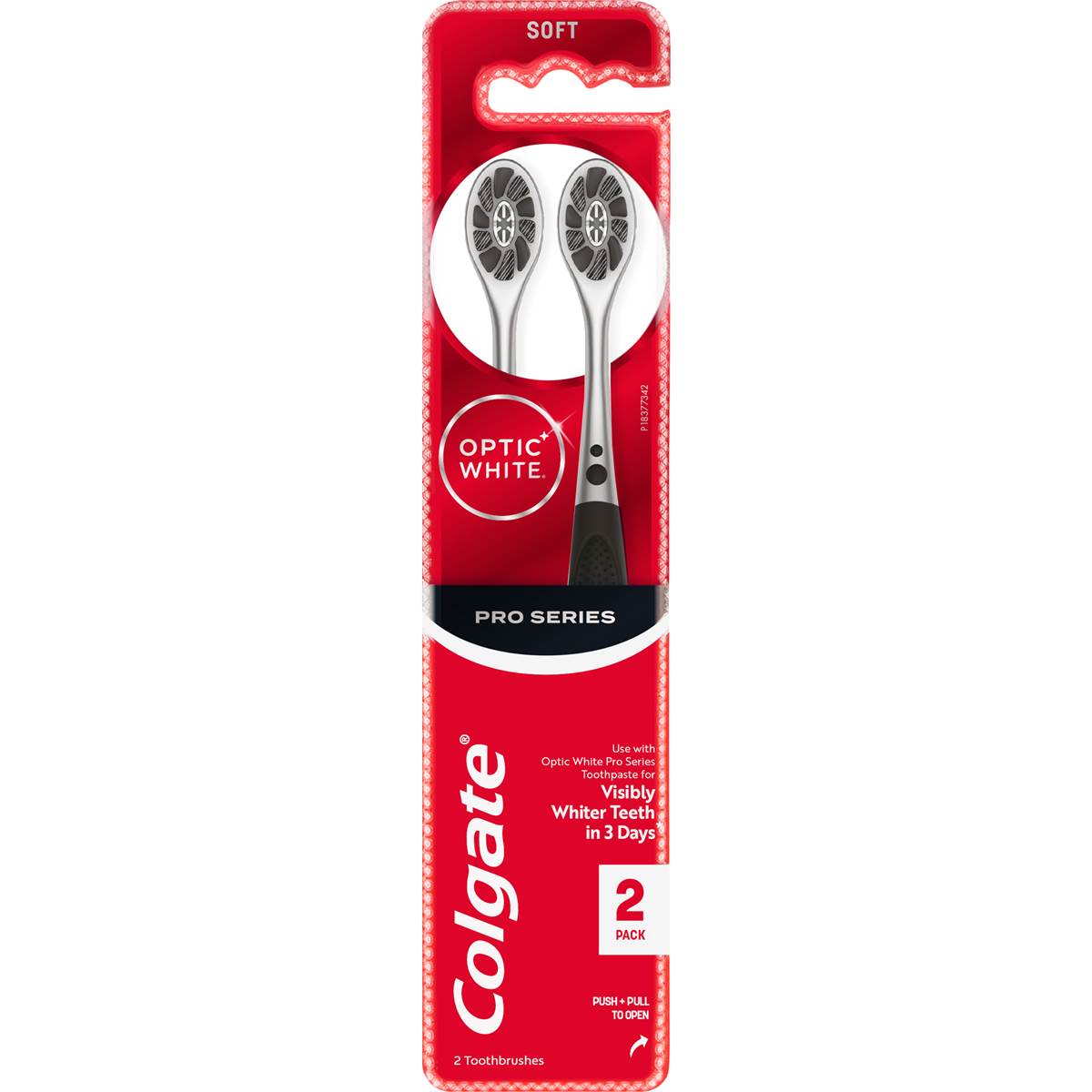 Colgate Optic White Charcoal Toothbrush Soft 2 Pack | Woolworths