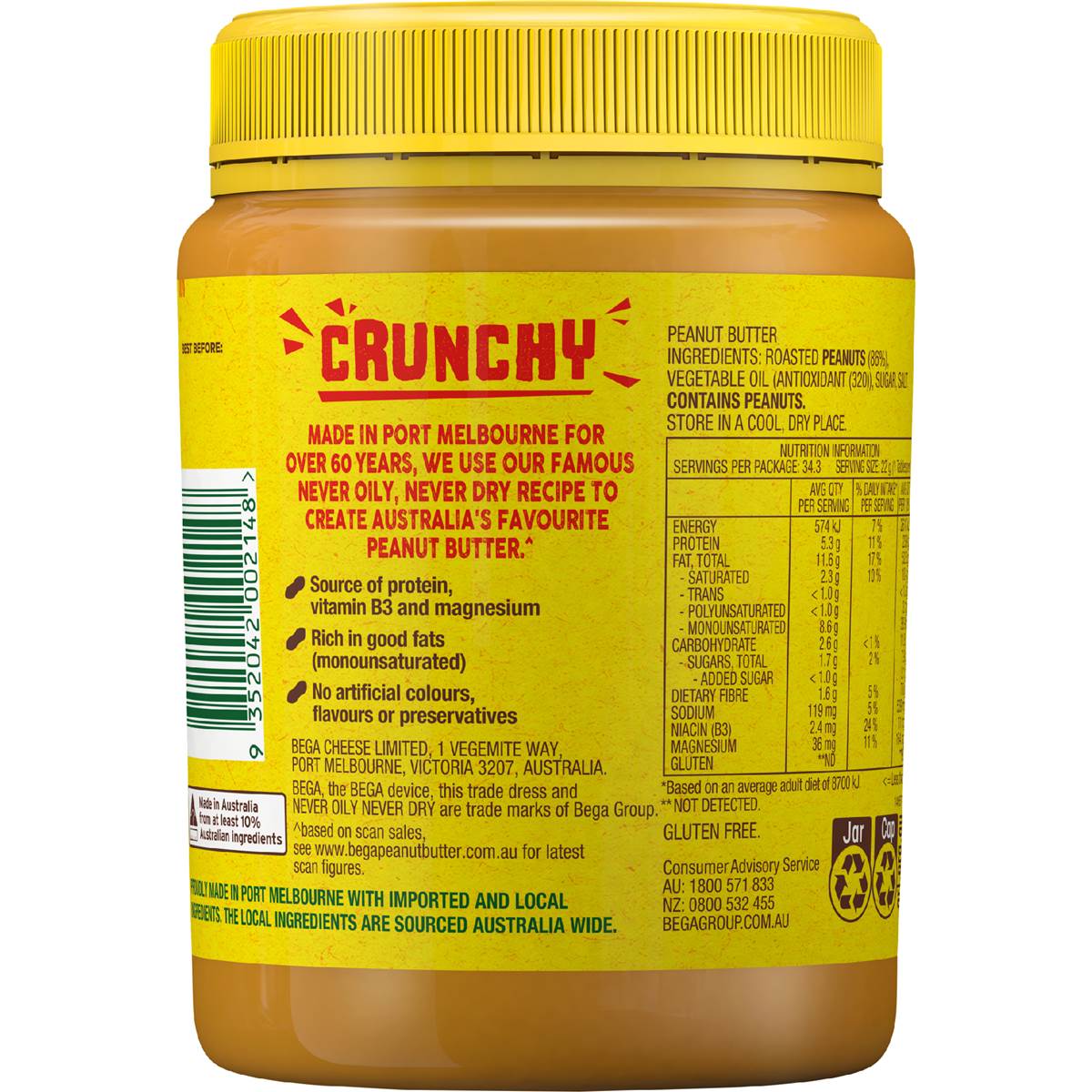 Bega Crunchy Peanut Butter 755g Woolworths