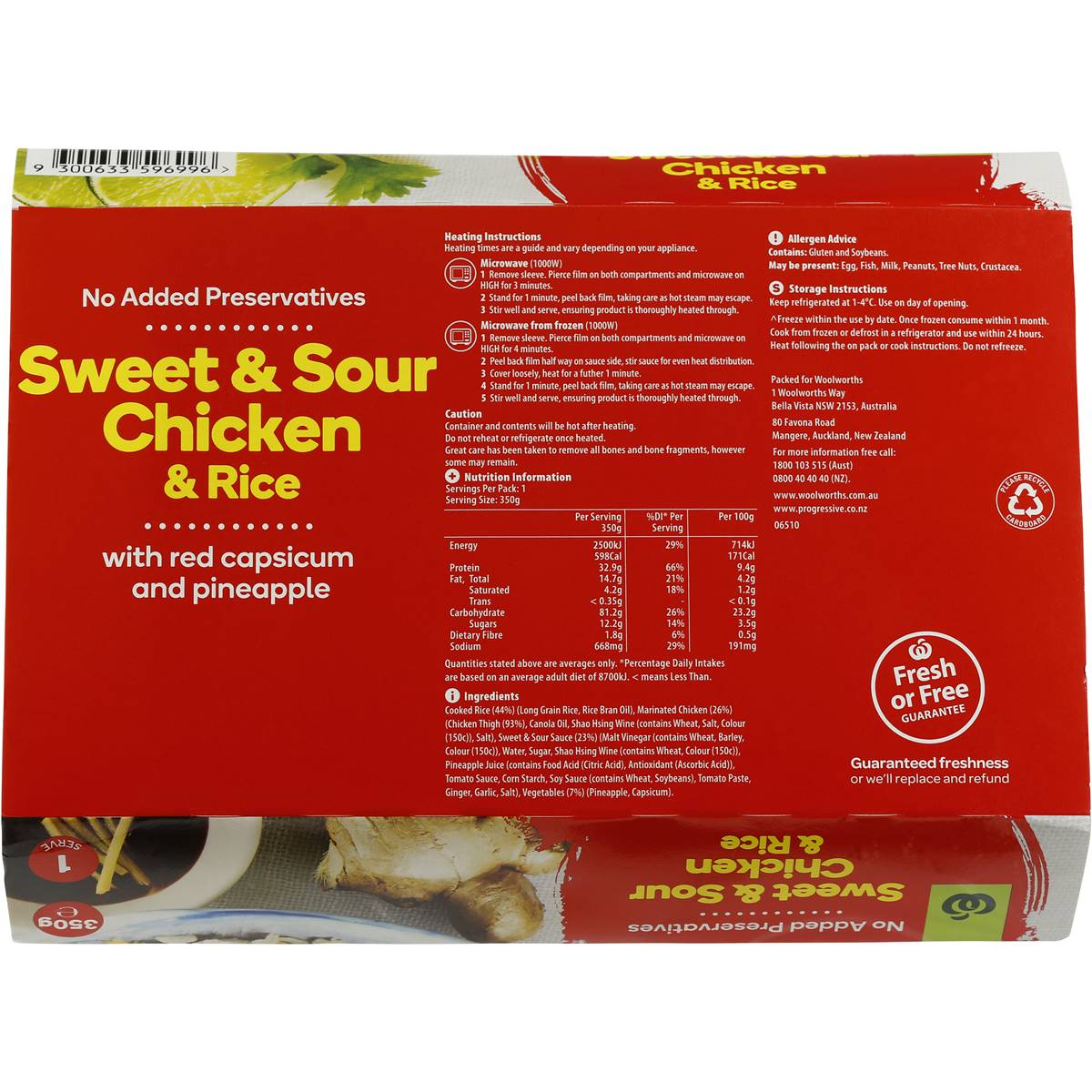 Woolworths Sweet & Sour Chicken 350g Woolworths