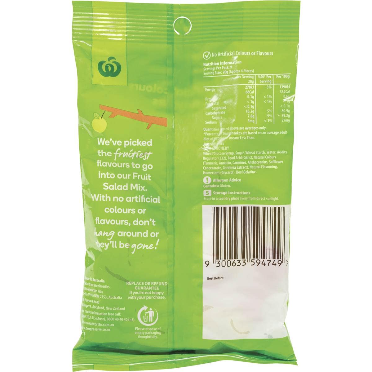 Woolworths Fruit Salad Mix Lollies 180g Woolworths