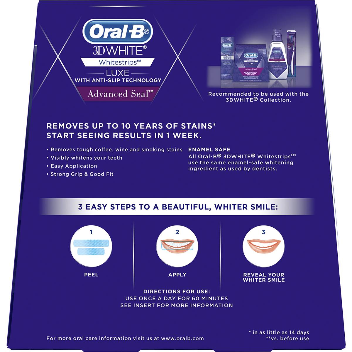 Oral B 3d White Luxe Advance Seal Teeth Whitening Whitestrips 14 Pack ...