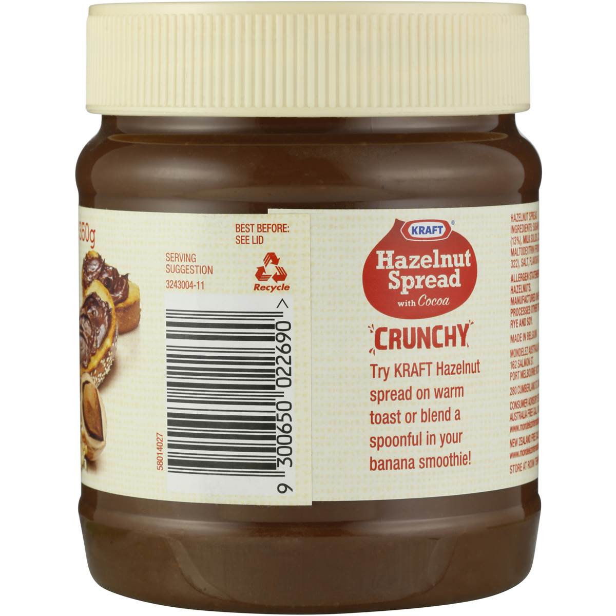 Kraft Hazelnut Spread Crunchy 350g Woolworths